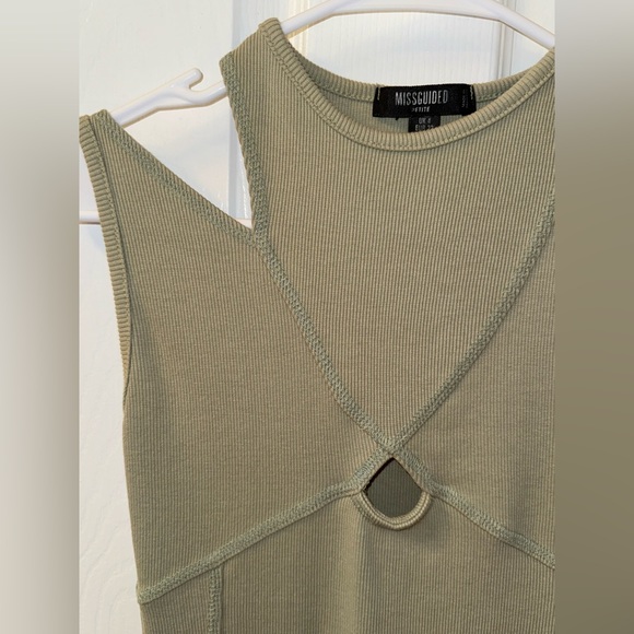 Ribbed Sage Cut-Out Dress - Picture 5 of 6